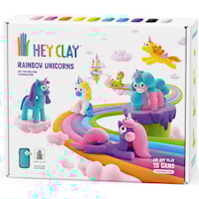Modellera Regnbåge och Enhörningar lufttorkande 15-pack Hey Clay