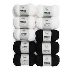 Adlibris Bamboo cotton garn 100g Black and white 10-pack