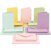Kort og konvolutter, kort str. 10,5x15 cm, konvolutt str. 11,5x16,5 cm, 110+220 g, pastellfarger, 50 sett/ 1 pk.