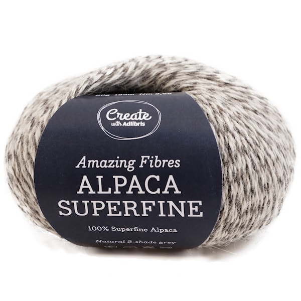 Adlibris Alpaca Superfine 50g Natural 2-shade grey A202