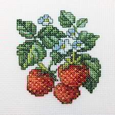 Broderikit jordgubbar 10x10 cm RTO