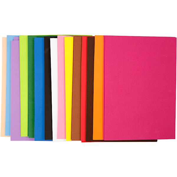 EVA-skum, A4, ark 210x297 mm, tykkelse 2 mm, 30 ass. ark/ 1 pk.