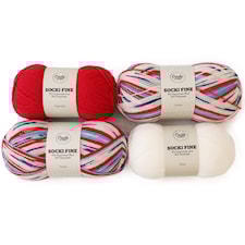 Color Pack Adlibris Socki Fine 100g Cortina Red & White 4-pack