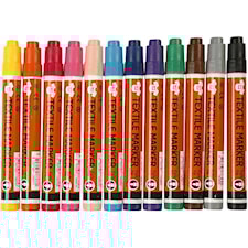 Tekstiilitussit, värilajitelma, paksuus 2-4 mm, 12 kpl/ 1 pkk
