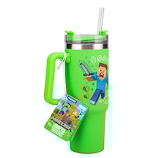 Minecraft Grön 900 ml Isolerad Mugg med Sugrör, Paladone
