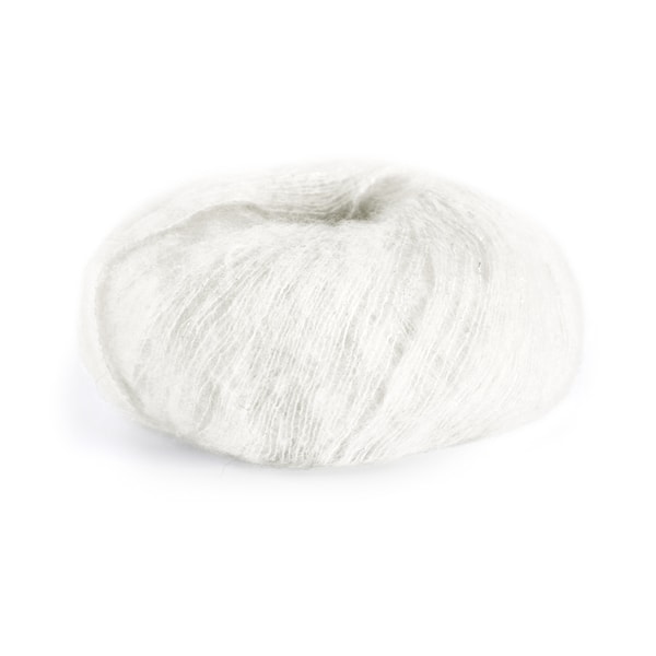 Dale Garn Erle Silk Mohair Mix 50 g Hvit m/sølv 0011