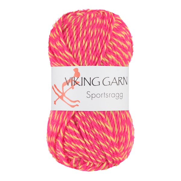 Sportsragg 50 g Multi rosa/gul 557 Viking Garn