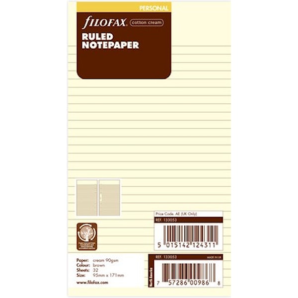 Notatblad Personal Linjert Crème Filofax