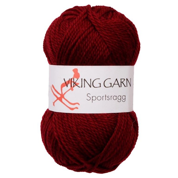 Viking of Norway Sportsragg Garn Ullmix 50g Mörk vinröd 555