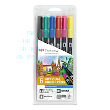 Brush Pen Ritpennor Tombow ABT Dual Brush Bas 6-pack
