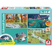 Skogs- Och Ängsdjur Barnpussel 3x24 Bitar Schmidt