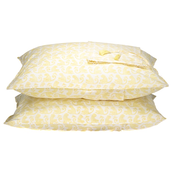 RevaHome Örngott MONKEY Mustard 100% ekologisk bomullsperkal 50X60 cm x 2 Gul Reva Home AB RevaHome Örngott MONKEY Mustard 100% ekologisk bomullsperkal 50X60 cm x 2 Gul Reva Home AB
