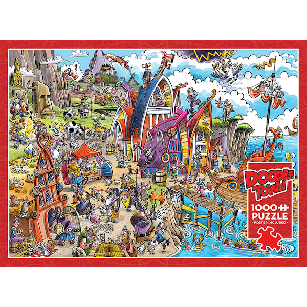 Puslespill DoodleTown: Viking Village 1000 brikker, Cobble Hill