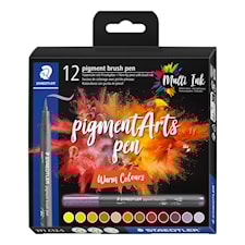 Brushpen Pigment Varm 12-pakning Staedtler