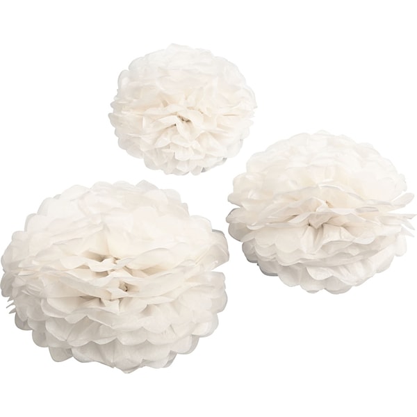 Pompoms Silkespapper 3 st Vit