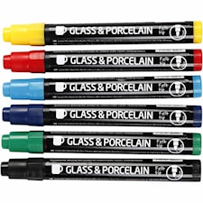 Lasi- ja posliinitussi, perusvärilajitelma, paksuus 1-3 mm, läpikuultavat, 6 kpl/ 1 pkk