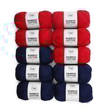 Adlibris Bamboo cotton garn 100g Navy and red 10-pack