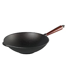 Skeppshult Wok Med Trähandtag Dia 30 cm 3.5 L Gjutjärn