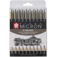 Sakura Pigma Micron Fineliner Black 10-set