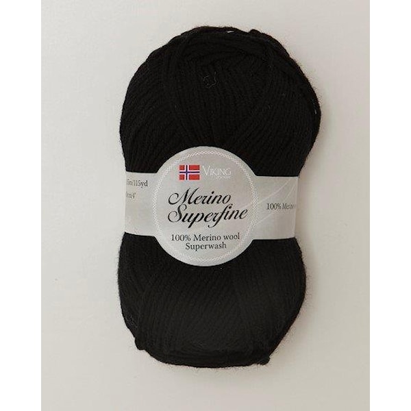 Viking of Norway Merino Superfine Garn Merinoull 50g Svart 603