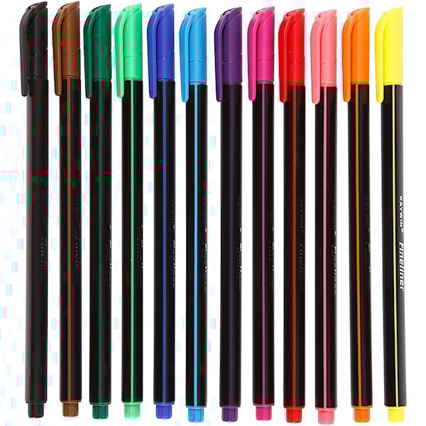 Colortime Fineliner-tusjer, strek 0,6-0,7 mm, ass. farger, 12 stk./ 1 pk.