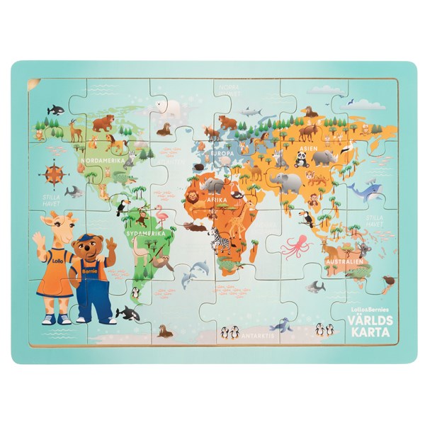 Lollo & Bernie- Pussel Världskarta 24 bitar Teddykompaniet