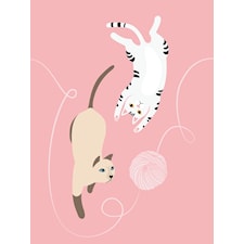 Katt Poster Lekande katter Garn 30x40 cm