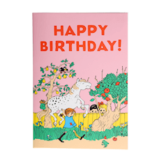 Syntymäpäiväkortti Hyvää syntymäpäivää 10x17 Peppi Pitkätossu