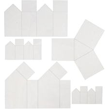 Muottiarkit, kuulto, Talot ja kolmiot, Kork. 6-14,5 cm, 5 kpl/ 1 pkk