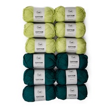 Adlibris Bomull 8/9 Garn 100g Two tone green 12-pack