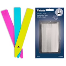 Etiketter plast, Färgmix 75-pack