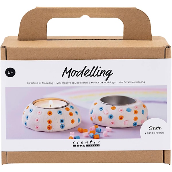 Mini DIY Kit Modellering, Lysestaker, hvit, 1 pk.