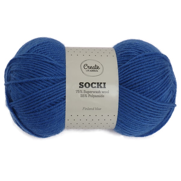 Adlibris Socki Garn Enfärgat Ullmix 100g Finland Blue A146