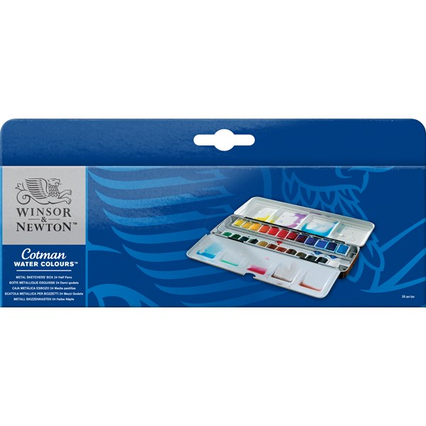 Akvarellfärg Cotman Sketchers Metal Box 24 halvkoppar Winsor & Newton|  Adlibris