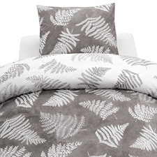 Borganäs of Sweden Modig Påslakanset 100 % bomull Grå/Vit 150x210 cm + 50x60 cm