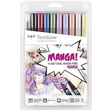 Brush Pen Ritpennor Tombow ABT Dual Brush Manga Shojo 10-pack