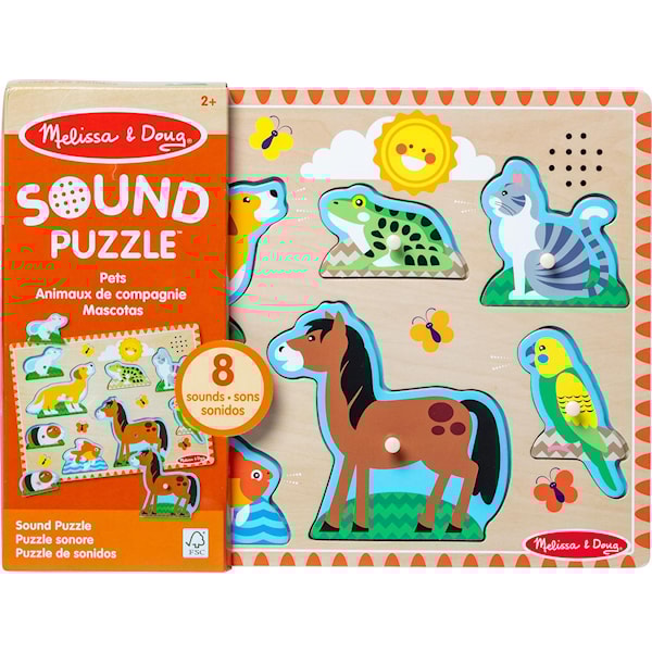Knappepuslespill med lyd, kjæledyr, Melissa og Doug